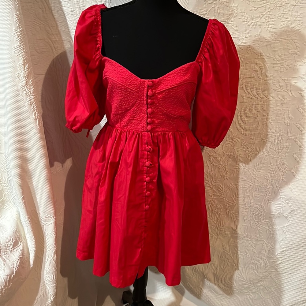 Anthropologie Maeve Puff-Sleeved Sweetheart Mini Dress,‎ size small, NWT